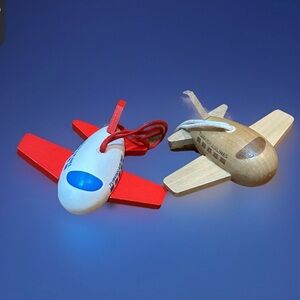 Turkish Airlines Wooden Plane Model Toy Set Of 2 Approximately 3 Inch